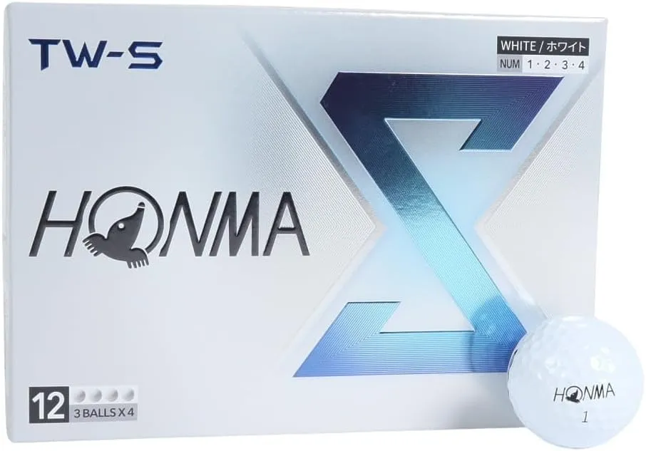 本間ゴルフ Honma Golf Ball TW-X TW-S 2024 Model 1 Dozen 12 Balls White Yellow 3 Piece Tour Spin Distance Soft Golf Balls Tour World BT2402 Honma TW-S_White (1 Dozen)