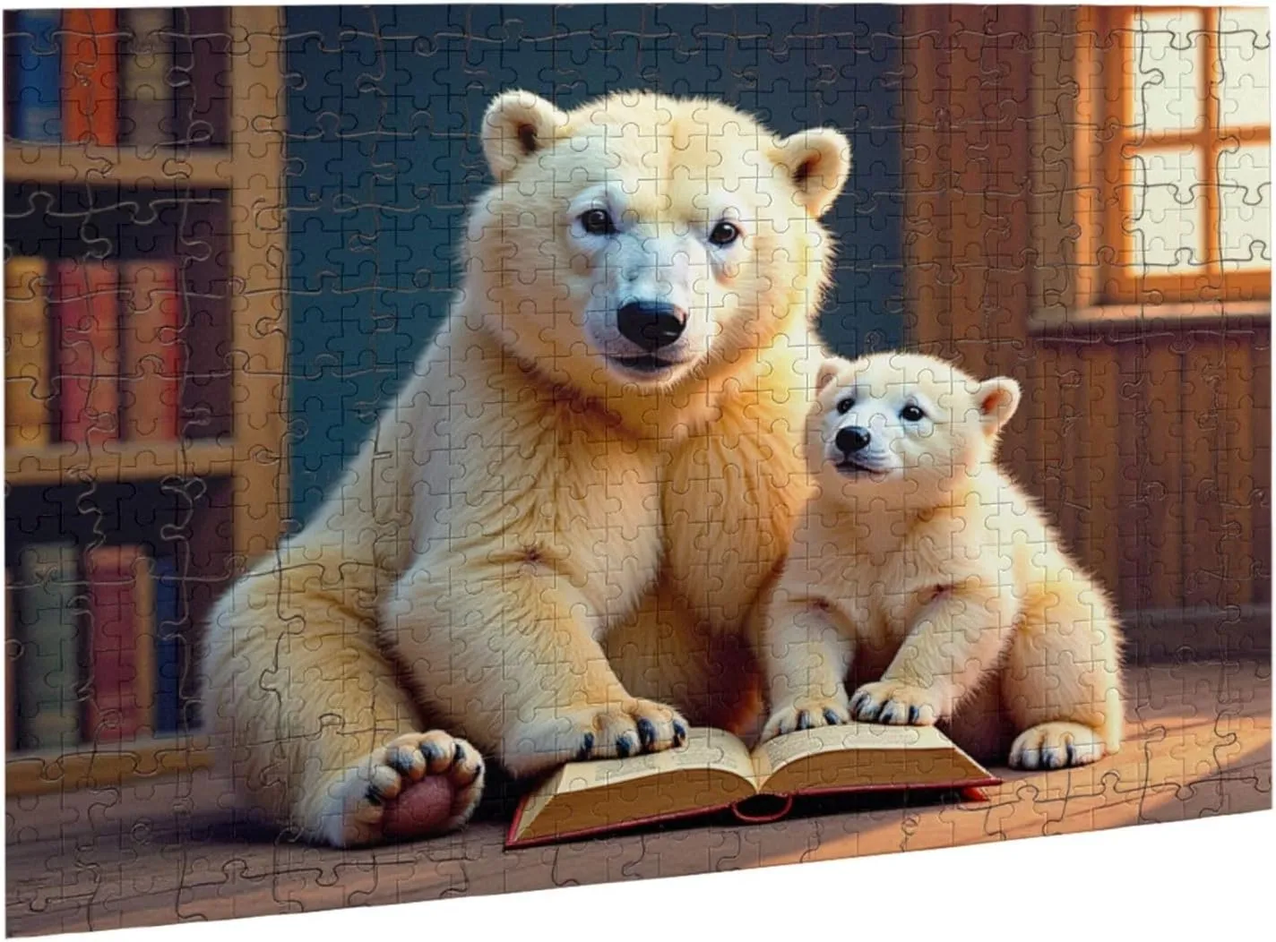 1000 Piece Polar Bear Family Reading Jigsaw Puzzle Adorable Animal Puzzle for Adults Challenging and Relaxing Activity Beautiful Artwork for Home Decor Unique Gift Idea