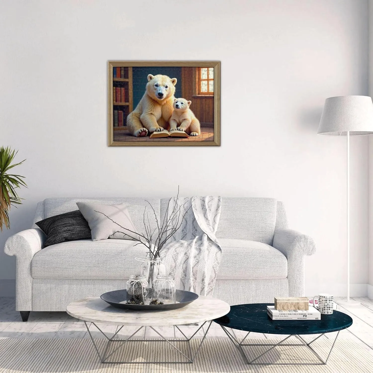 1000 Piece Polar Bear Family Reading Jigsaw Puzzle Adorable Animal Puzzle for Adults Challenging and Relaxing Activity Beautiful Artwork for Home Decor Unique Gift Idea