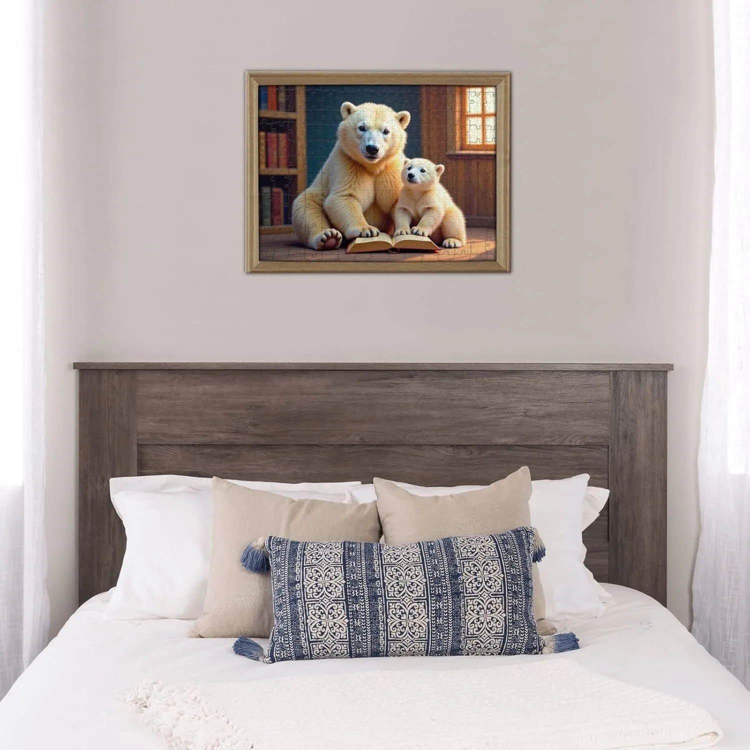 1000 Piece Polar Bear Family Reading Jigsaw Puzzle Adorable Animal Puzzle for Adults Challenging and Relaxing Activity Beautiful Artwork for Home Decor Unique Gift Idea