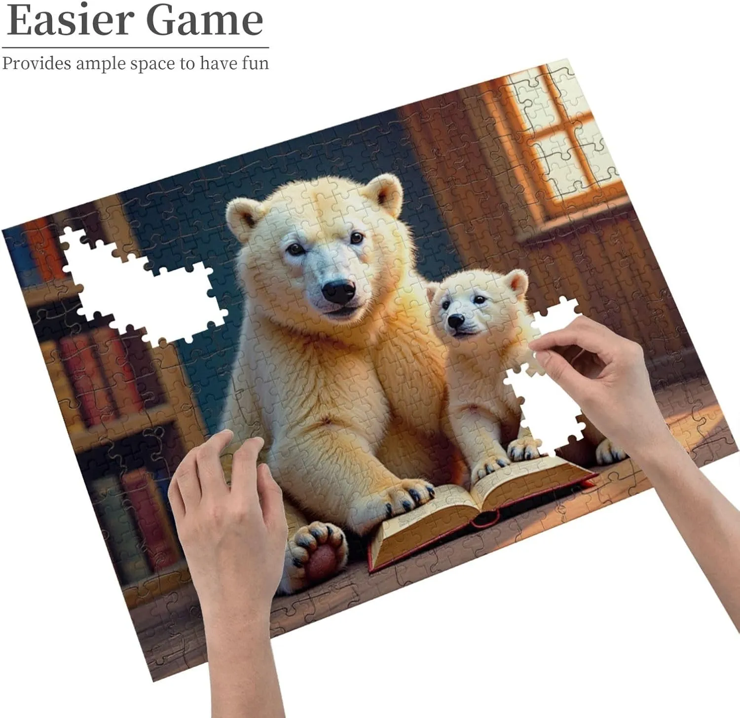 1000 Piece Polar Bear Family Reading Jigsaw Puzzle Adorable Animal Puzzle for Adults Challenging and Relaxing Activity Beautiful Artwork for Home Decor Unique Gift Idea