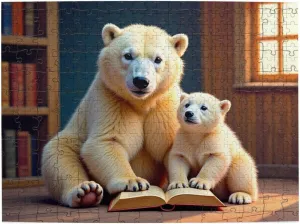1000 Piece Polar Bear Family Reading Jigsaw Puzzle Adorable Animal Puzzle for Adults Challenging and Relaxing Activity Beautiful Artwork for Home Decor Unique Gift Idea
