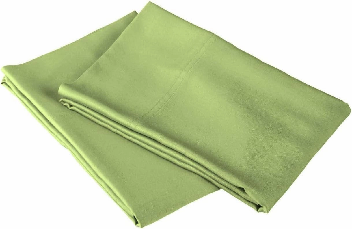 100% Egyptian Cotton, 600 TC, Fully Elasticized Fitted Bedsheet with 16" Deep Pocket & 2 Pillow Cases, Hotel-Luxury & Soft Fitted Bedsheet Set 3 Piece-Sage Solid, Full-XL Size