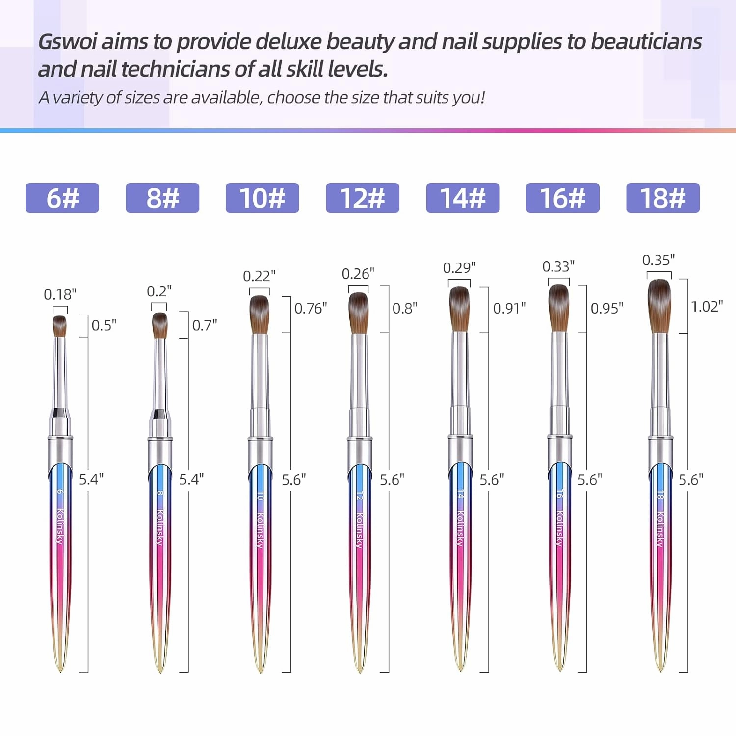 100% Kolinsky Acrylic Nail Brush,3D Pure Handmade Round Shape Size 12 Nail Brushes for Acrylic Application, Professional Nail Art Brush Manicure for Professional Manicure DIY Home Salon(#12)