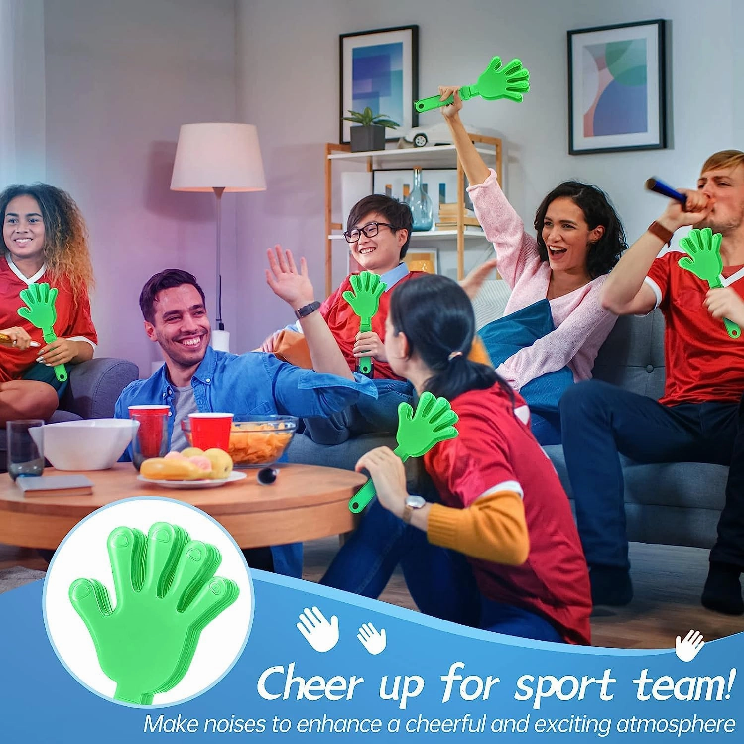 100 Pieces Lime Green Hand Clappers 7.5 Inch Clappers Noisemakers Noise Makers Party Favors Plastic Clapper Sporting Events Cheers Ball Dance Basketball Football Noisemakers （Lime Green）