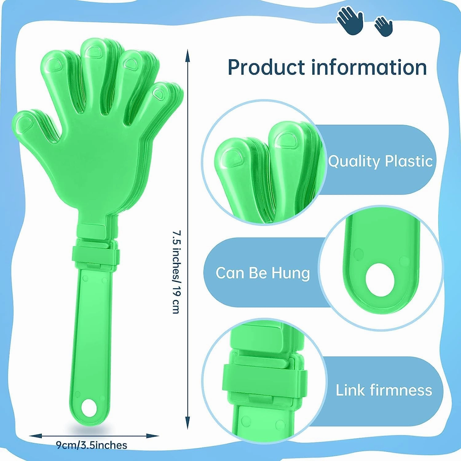 100 Pieces Lime Green Hand Clappers 7.5 Inch Clappers Noisemakers Noise Makers Party Favors Plastic Clapper Sporting Events Cheers Ball Dance Basketball Football Noisemakers （Lime Green）