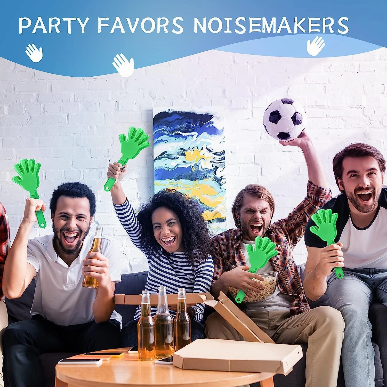 100 Pieces Lime Green Hand Clappers 7.5 Inch Clappers Noisemakers Noise Makers Party Favors Plastic Clapper Sporting Events Cheers Ball Dance Basketball Football Noisemakers （Lime Green）