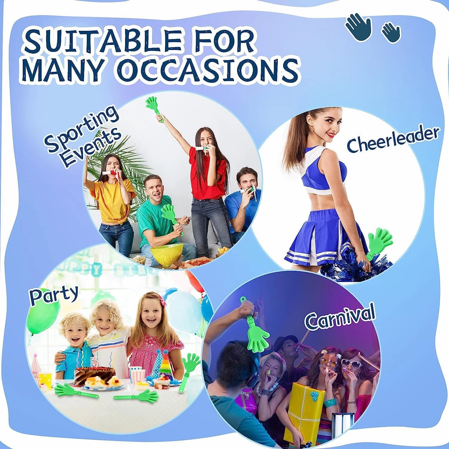 100 Pieces Lime Green Hand Clappers 7.5 Inch Clappers Noisemakers Noise Makers Party Favors Plastic Clapper Sporting Events Cheers Ball Dance Basketball Football Noisemakers （Lime Green）