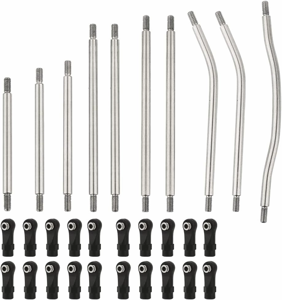10Pcs Stainless Steel Link Rod Linkage Set with Ball End for Axial for 1/10 RC Crawler Axial SCX10 PRO Upgrade Part