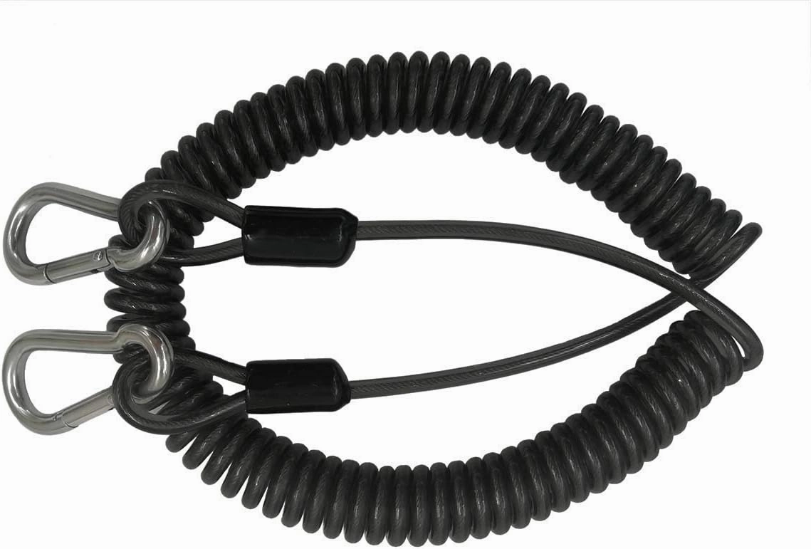 118inch Stainless Steel Inside Fishing Tool Coiled Lanyard Tether Protecting Rope for Deep Sea Fishing Rod/Reel Protecting