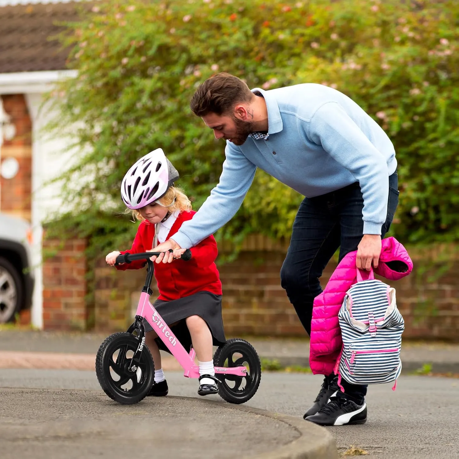 12 Inch Toddler Balance Bike for Kids 2-6 Years Old, Adjustable Seat Height, Indoor Outdoor Toy Bicycle With No Pedals, Pink
