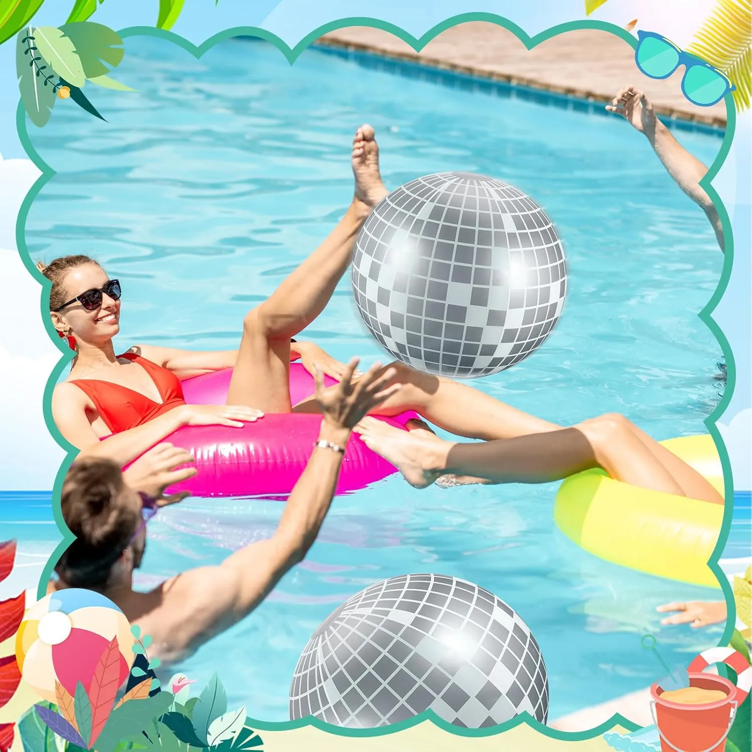 12 Pcs Inflatable Beach Ball Disco Theme Party Decoration Inflatable Disco Ball Summer Pool Toys Indoor Outdoor Beach Sports Theme Decor Gift