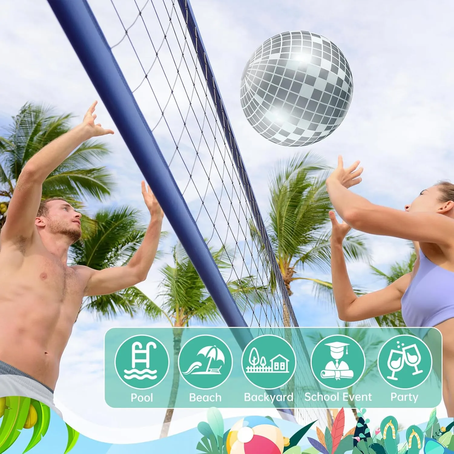 12 Pcs Inflatable Beach Ball Disco Theme Party Decoration Inflatable Disco Ball Summer Pool Toys Indoor Outdoor Beach Sports Theme Decor Gift