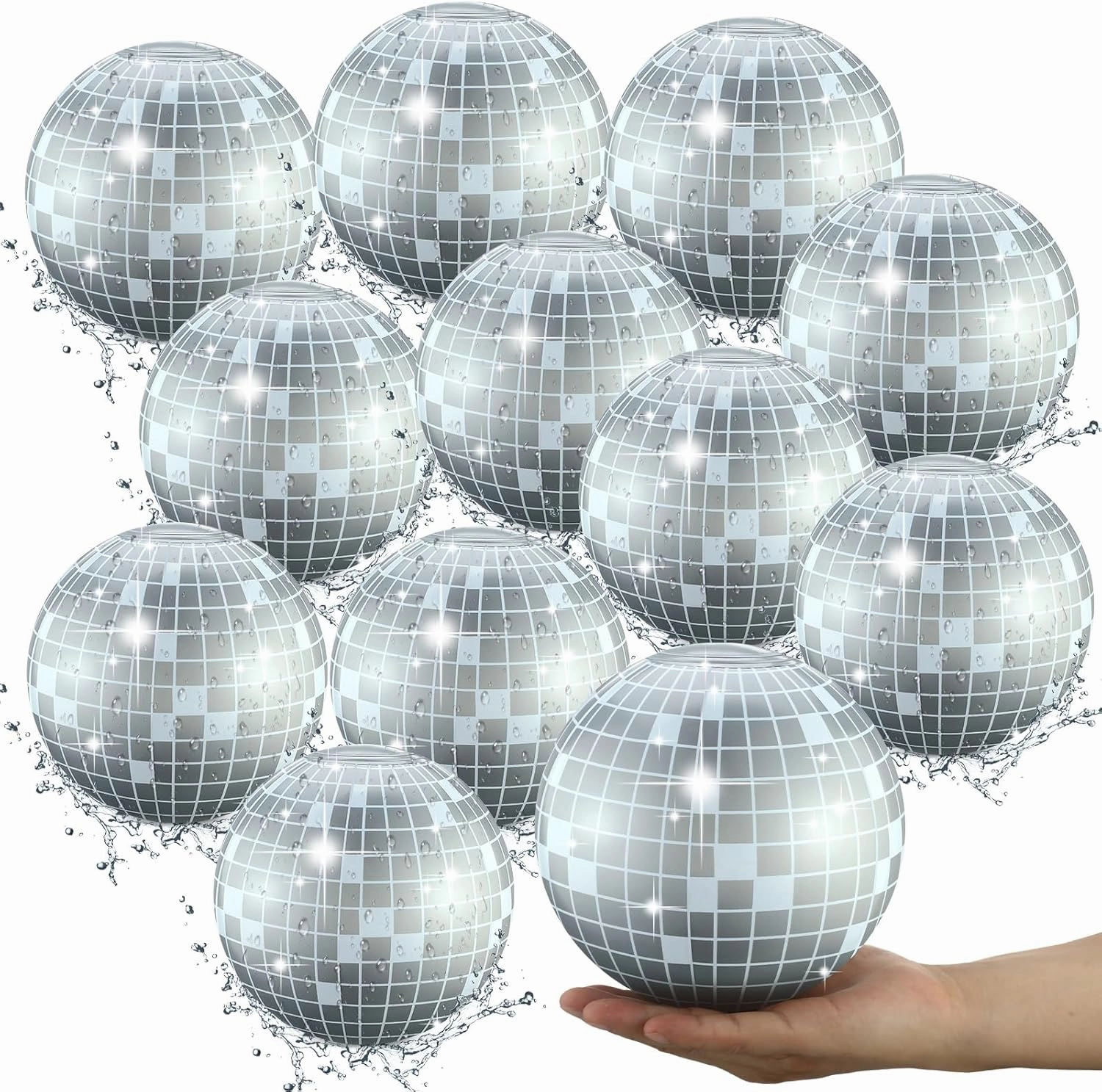 12 Pcs Inflatable Beach Ball Disco Theme Party Decoration Inflatable Disco Ball Summer Pool Toys Indoor Outdoor Beach Sports Theme Decor Gift