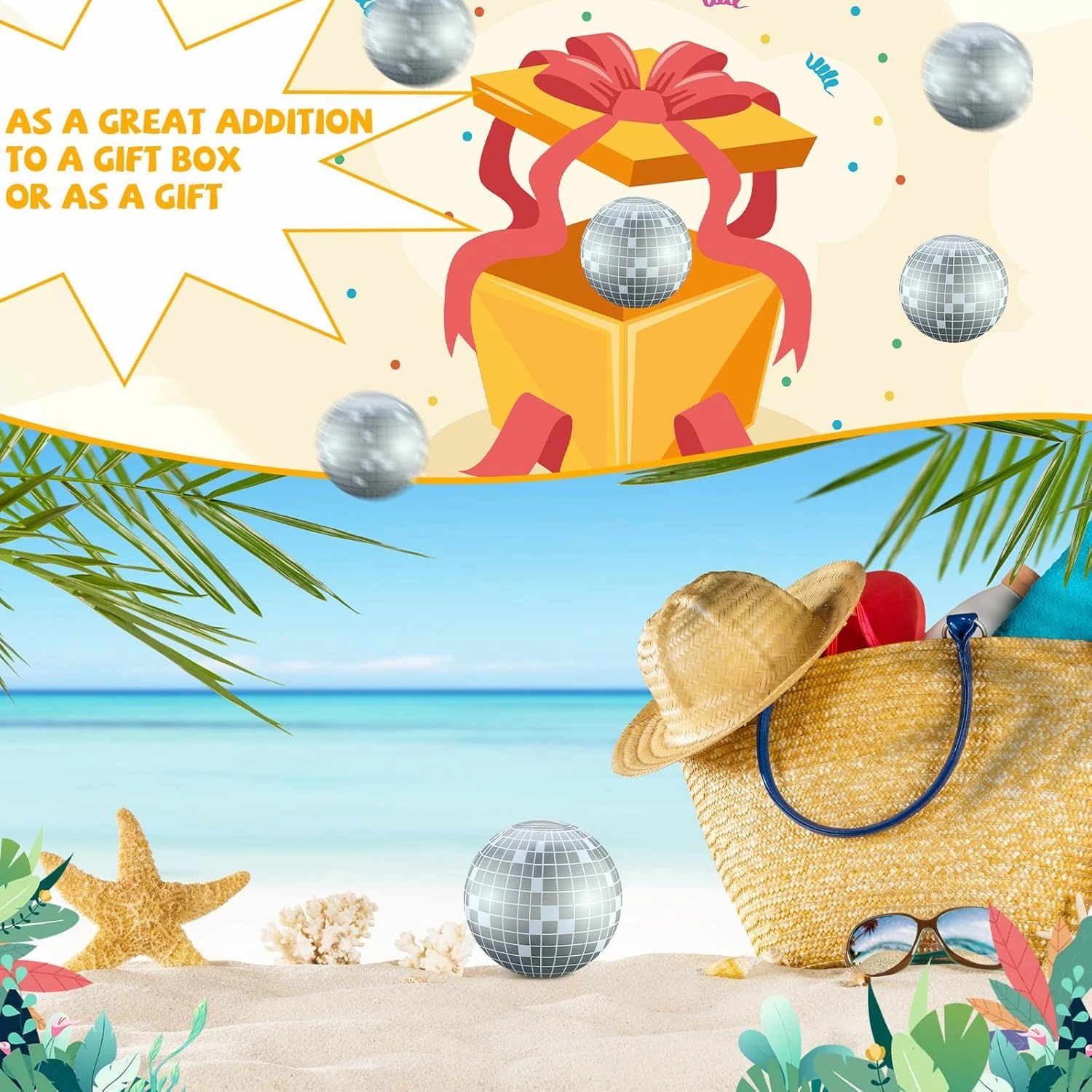 12 Pcs Inflatable Beach Ball Disco Theme Party Decoration Inflatable Disco Ball Summer Pool Toys Indoor Outdoor Beach Sports Theme Decor Gift