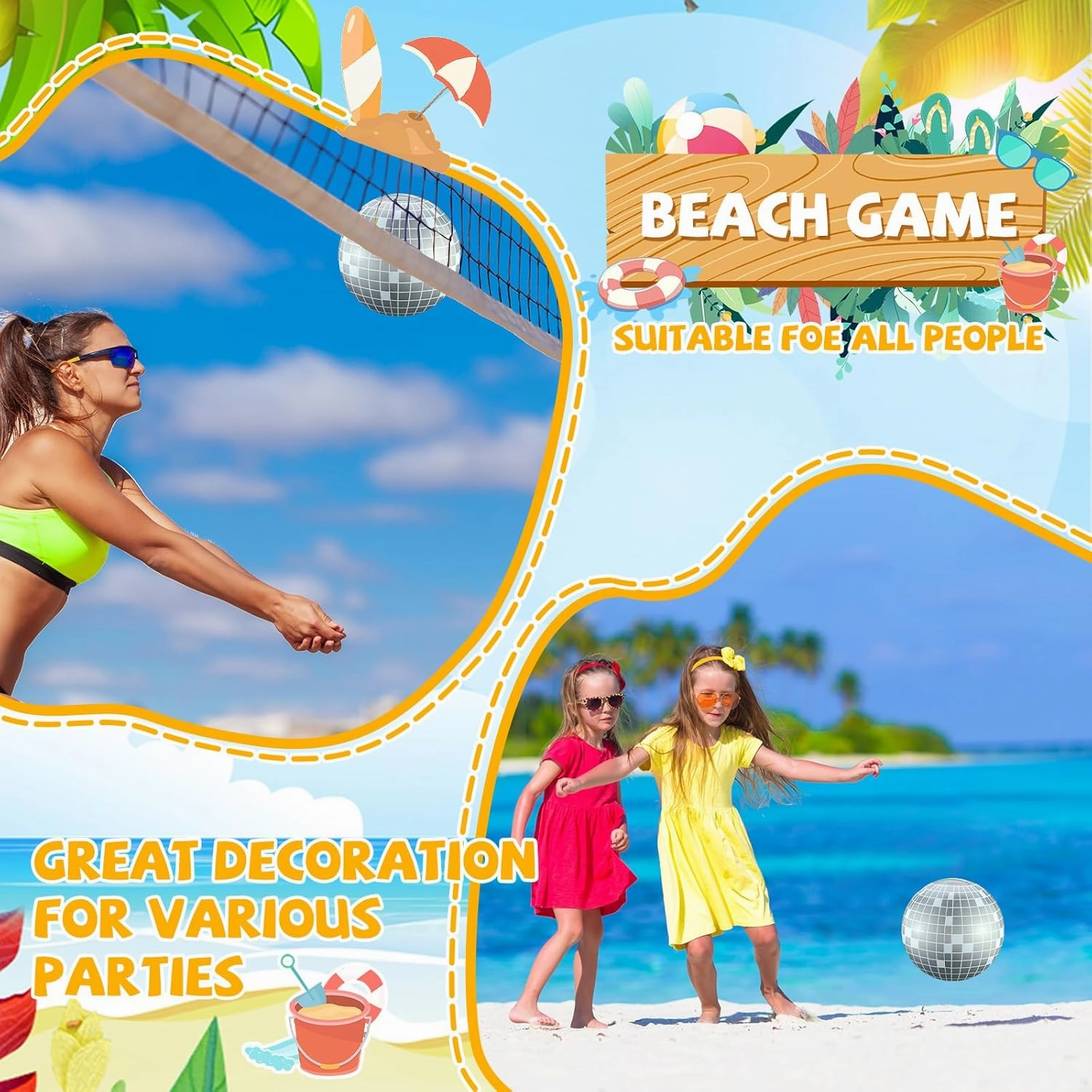 12 Pcs Inflatable Beach Ball Disco Theme Party Decoration Inflatable Disco Ball Summer Pool Toys Indoor Outdoor Beach Sports Theme Decor Gift