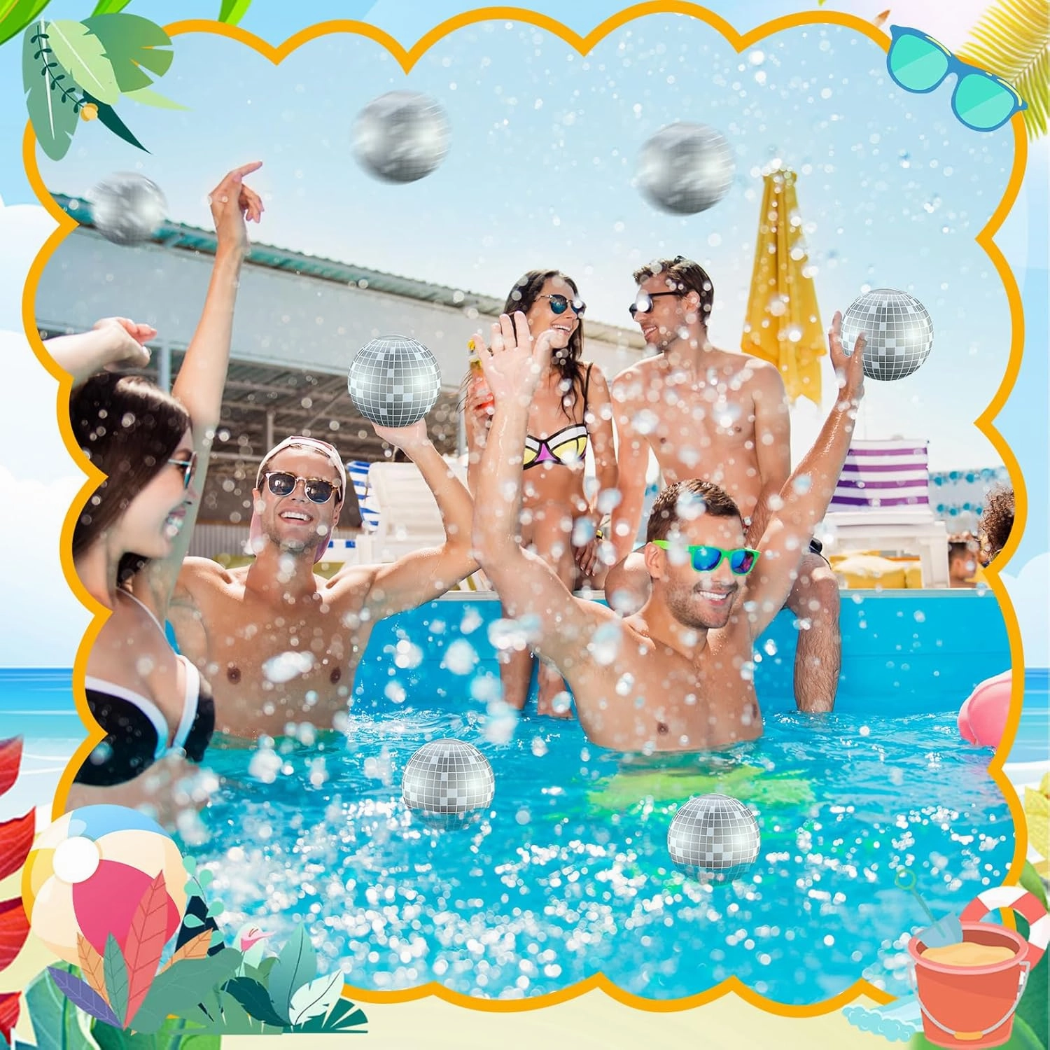 12 Pcs Inflatable Beach Ball Disco Theme Party Decoration Inflatable Disco Ball Summer Pool Toys Indoor Outdoor Beach Sports Theme Decor Gift