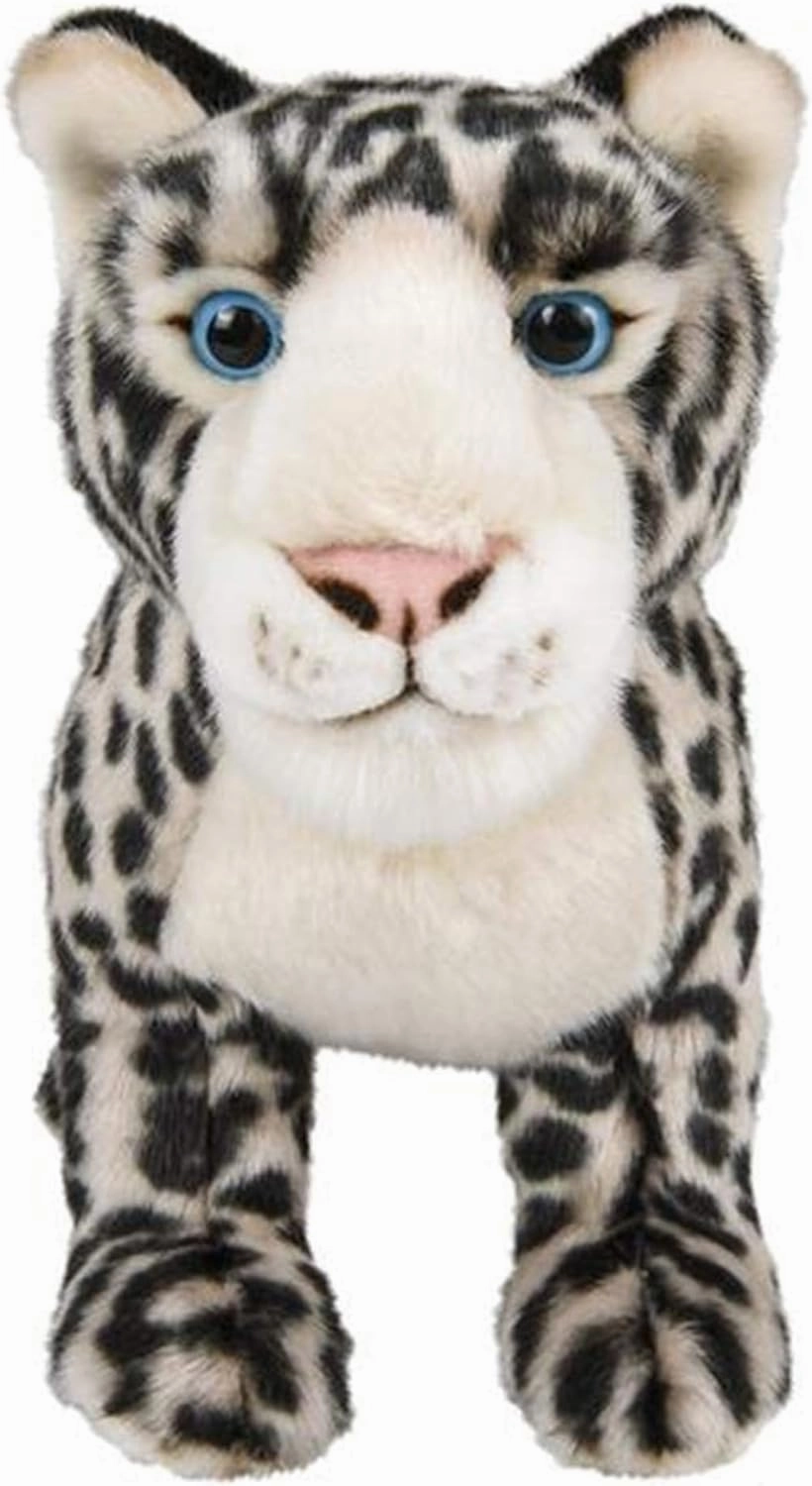 12” Standing Stuffed Animals for Boys & Girls, Safari Baby Shower Decorations, Soft Plush, Nursery Décor, Huggable Soft Toys, Realistic Features, Elephant, Lion, Wolf, Rhino & More (Snow Leopard)