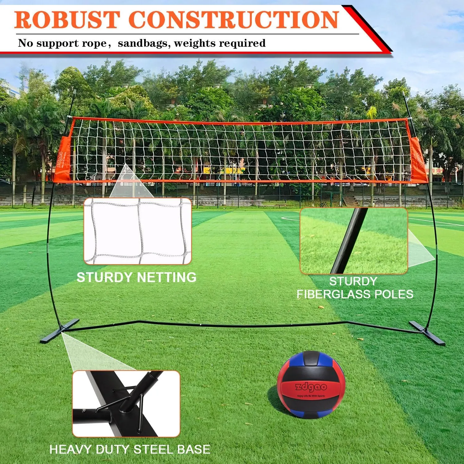 12FT/18FT Portable Volleyball Training Net for Hitting or Serving Drills, Outdoor & Indoor Freestanding Practice Net With Height Adjustable, Carry Bag