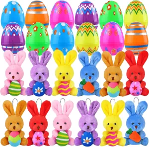 12pcs Prefilled Easter Eggs with Plush Bunny