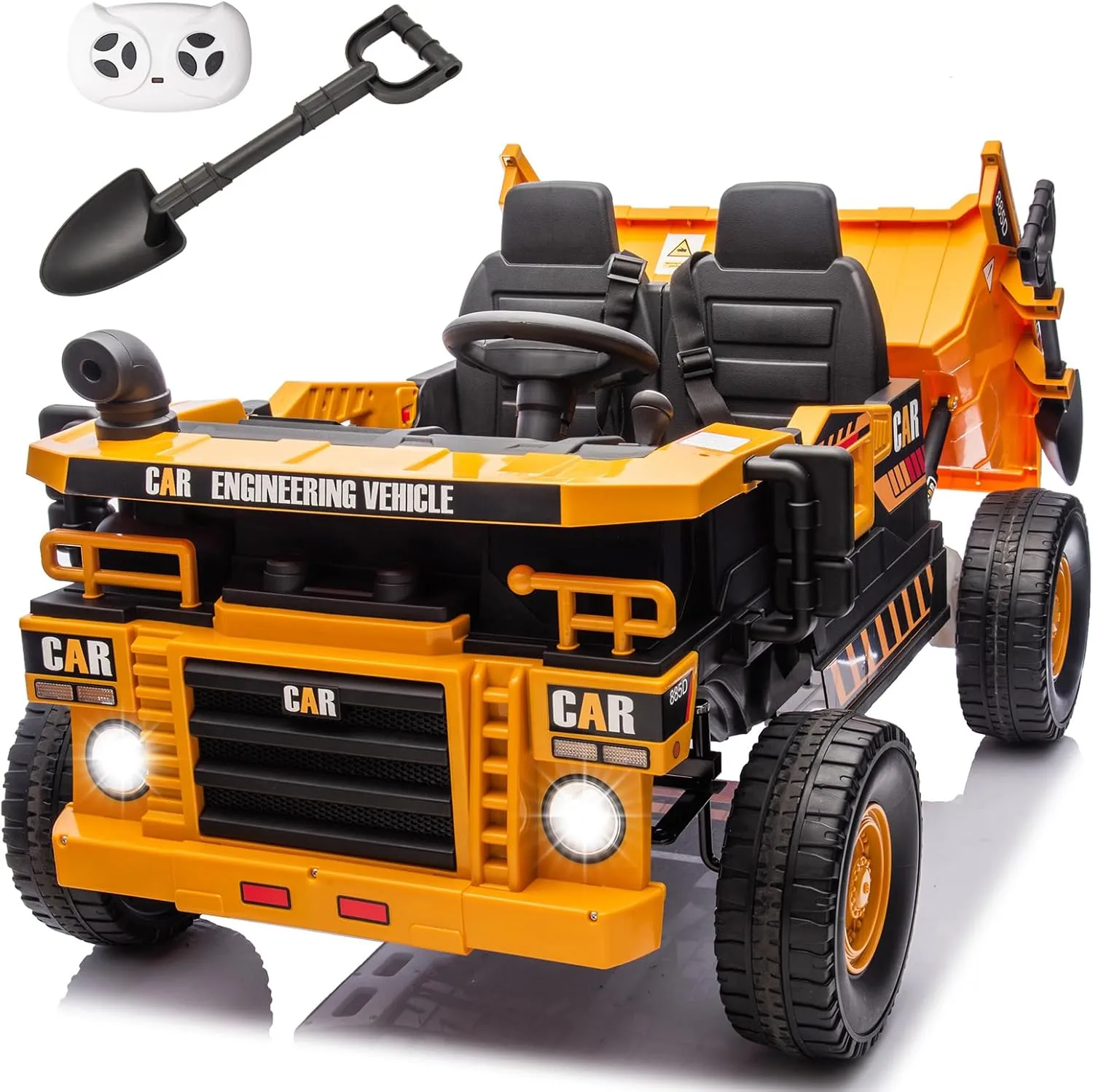 12V 10AH 2-Seater XL Kids Ride on Truck Electric Toy Car with Electric Dump Bed, Parents Remote Control Kids Car Tractor Toys Ride-on Dump Truck for Boys and Girls Ages 3 , Yellow
