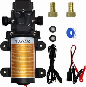 12V 75W Fuel Transfer Pump Moves 120 Gallons of Gas or Diesel Per Hour, with Car Cigarette Lighter Plug and Battery Clip,Electric Gasoline Transfer Pump for Boats, Vehicles, Mowers, Tractors