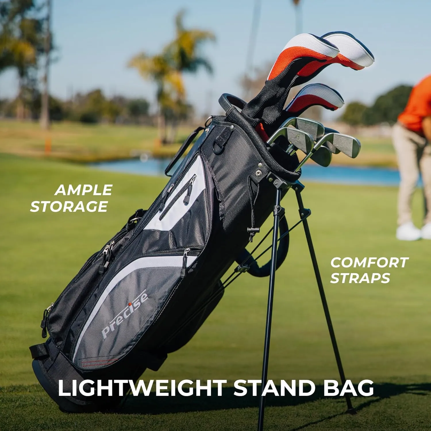 14-Piece Men’s Complete Golf Club Set - All Graphite Shafts (A Flex & Non-A Flex), Titanium Driver, Hybrid, 5-PW Irons, Putter, Stand Bag, Senior-Friendly Golf Clubs for Men, Right/Left Handed