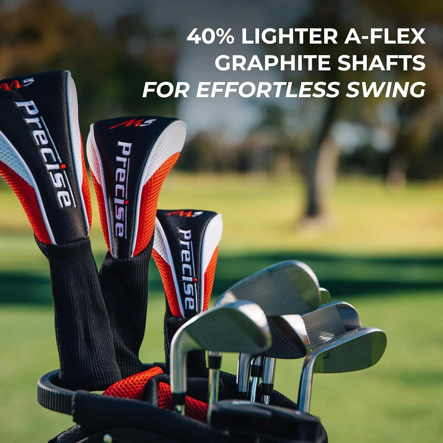 14-Piece Men’s Complete Golf Club Set - All Graphite Shafts (A Flex & Non-A Flex), Titanium Driver, Hybrid, 5-PW Irons, Putter, Stand Bag, Senior-Friendly Golf Clubs for Men, Right/Left Handed