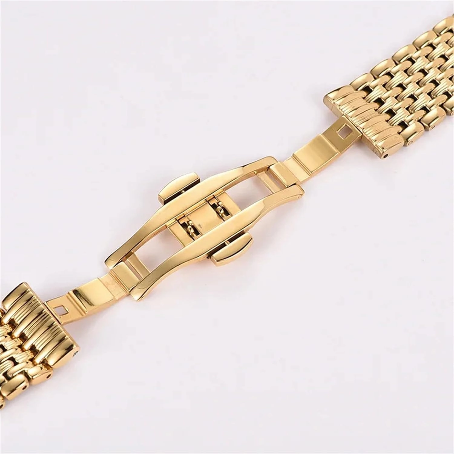 14 16 18 20 22mm Stainless Steel Strap Men's Watch Accessories Steel Strap Women's Double Button Butterfly Buckle