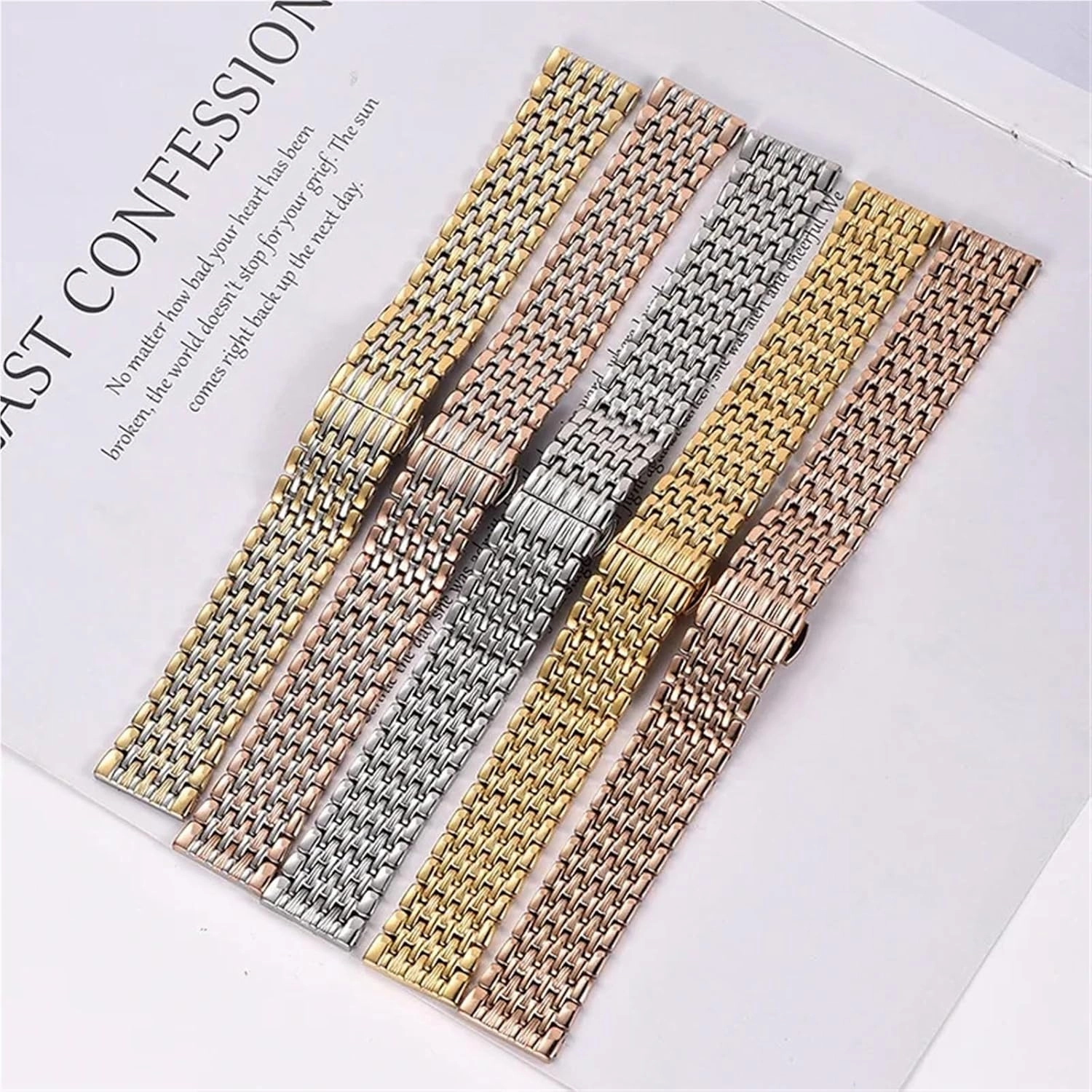 14 16 18 20 22mm Stainless Steel Strap Men's Watch Accessories Steel Strap Women's Double Button Butterfly Buckle