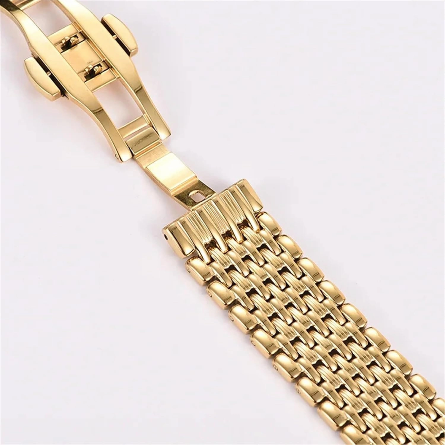 14 16 18 20 22mm Stainless Steel Strap Men's Watch Accessories Steel Strap Women's Double Button Butterfly Buckle