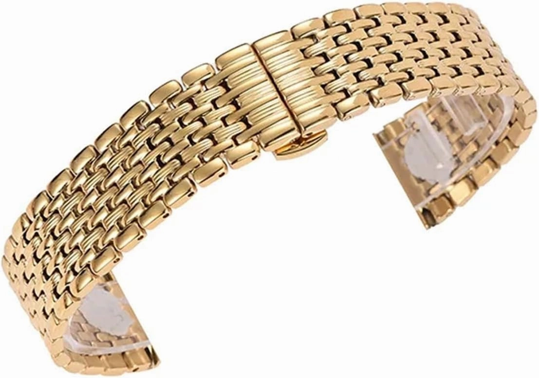 14 16 18 20 22mm Stainless Steel Strap Men's Watch Accessories Steel Strap Women's Double Button Butterfly Buckle