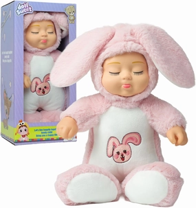 14in Baby Dolls Cute Realistic Reborn Baby Dolls，Soft Plush Toy,Lifelike Newborn Sleeping Animal Doll,Plush Soft Bunny Toy,Music Box with Interactive Singing Feature for Kids Age 3  Gift