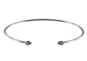 14W Pear Shaped Diamond Flexible Open Bangle with Bezel-Set Graduated Round Diamonds
