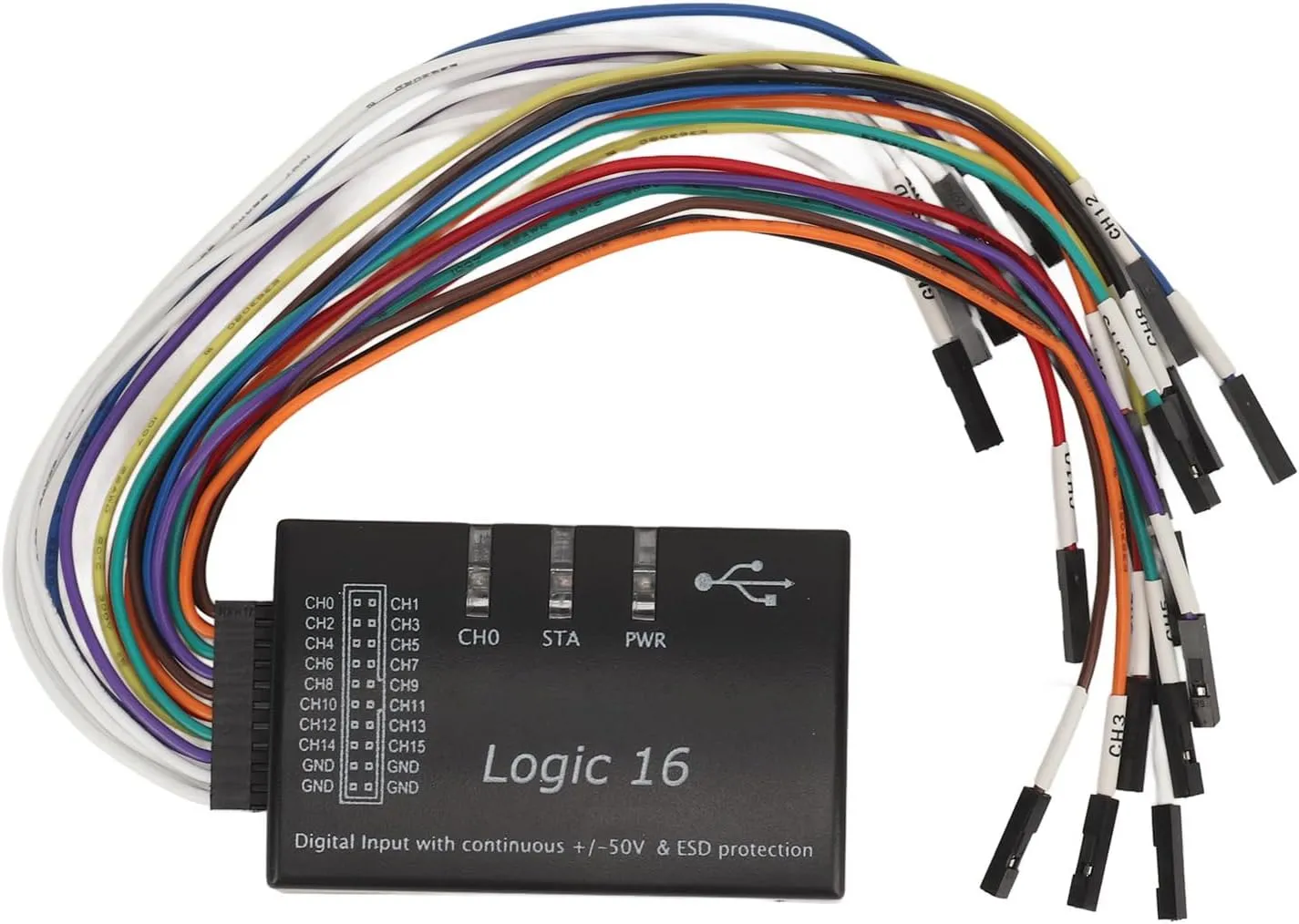 16 Channel 100M Maximum Sampling Rate USB Logic Analyzer for Saleae Logic2 Software Support Protocol Parsing Parameters Setting