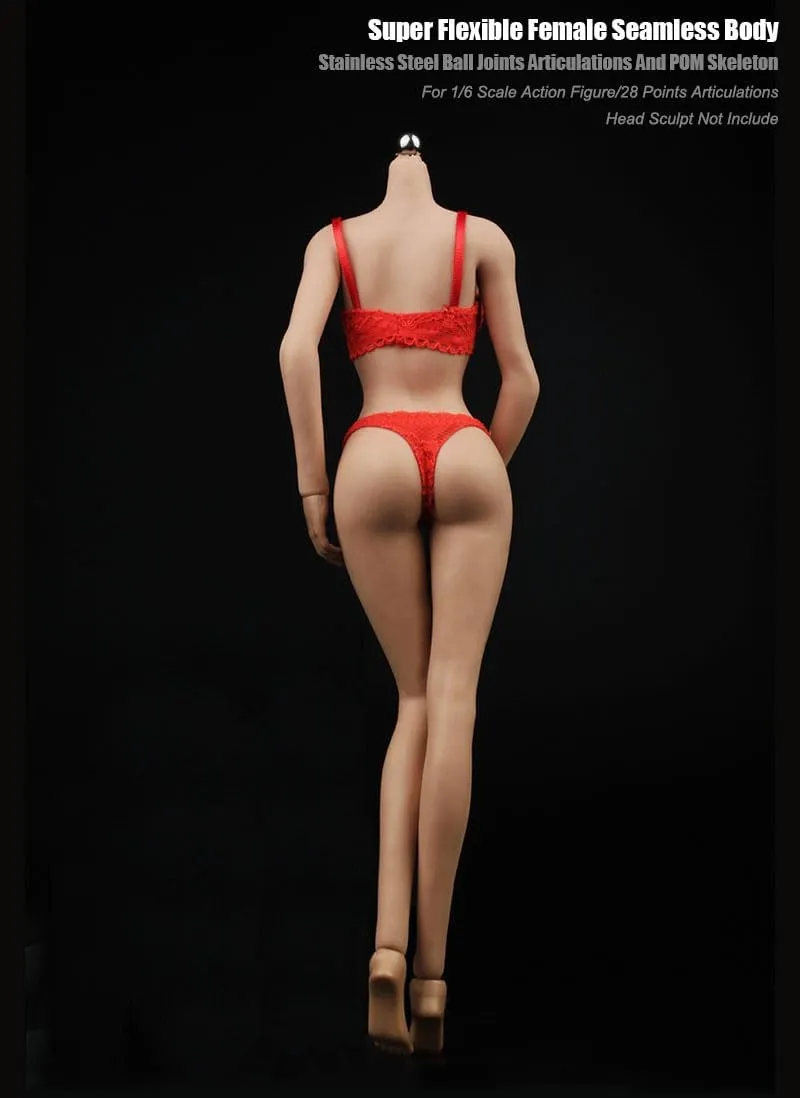 1/6 Scale Female Body, JIAOUDOLL Medium Bust Teenage Girl Body Type Super Flexible Seamless Action Figure Body No Head with Detachable Feet (New Pale Skin)