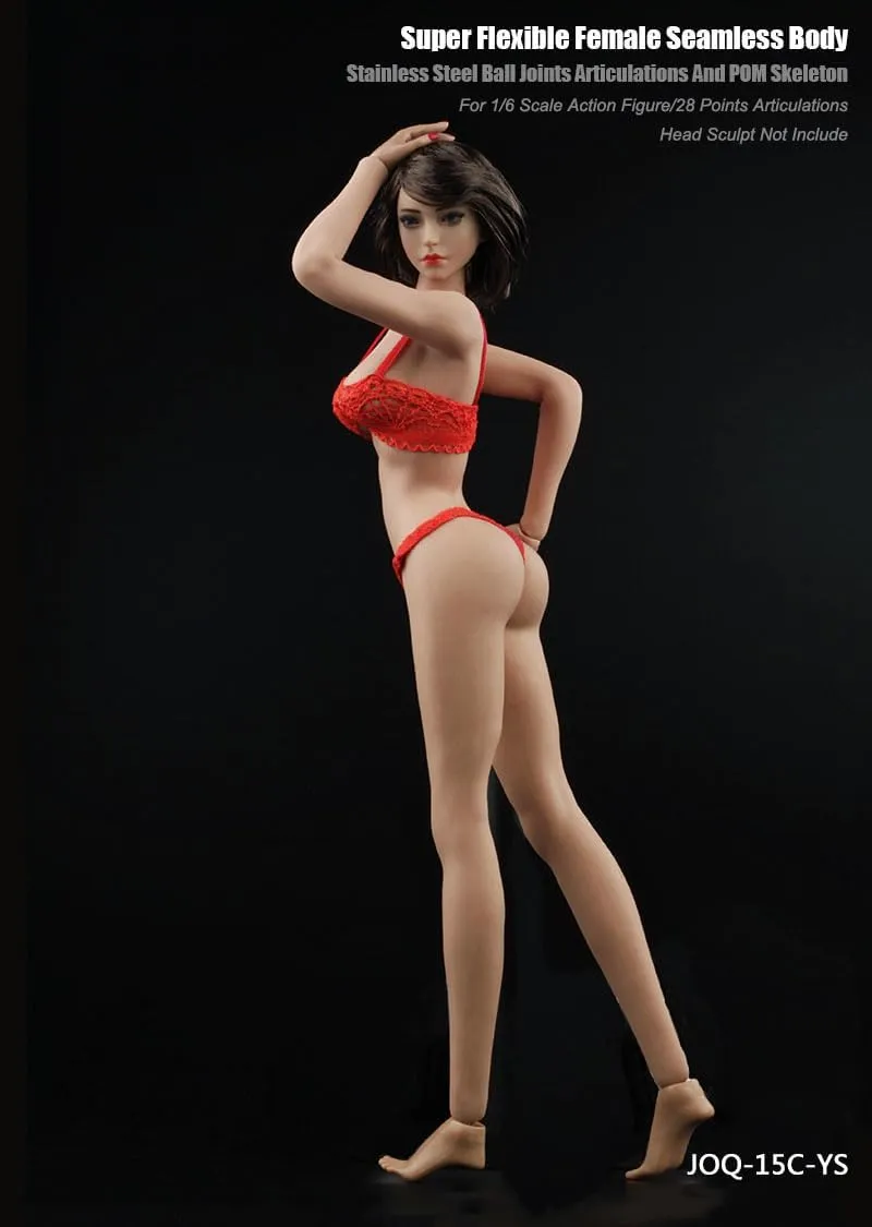 1/6 Scale Female Body, JIAOUDOLL Medium Bust Teenage Girl Body Type Super Flexible Seamless Action Figure Body No Head with Detachable Feet (New Pale Skin)