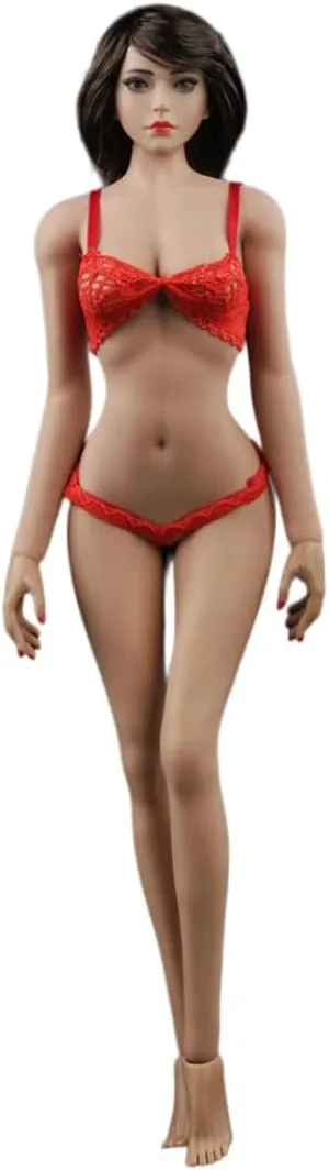 1/6 Scale Female Body, JIAOUDOLL Medium Bust Teenage Girl Body Type Super Flexible Seamless Action Figure Body No Head with Detachable Feet (New Pale Skin)