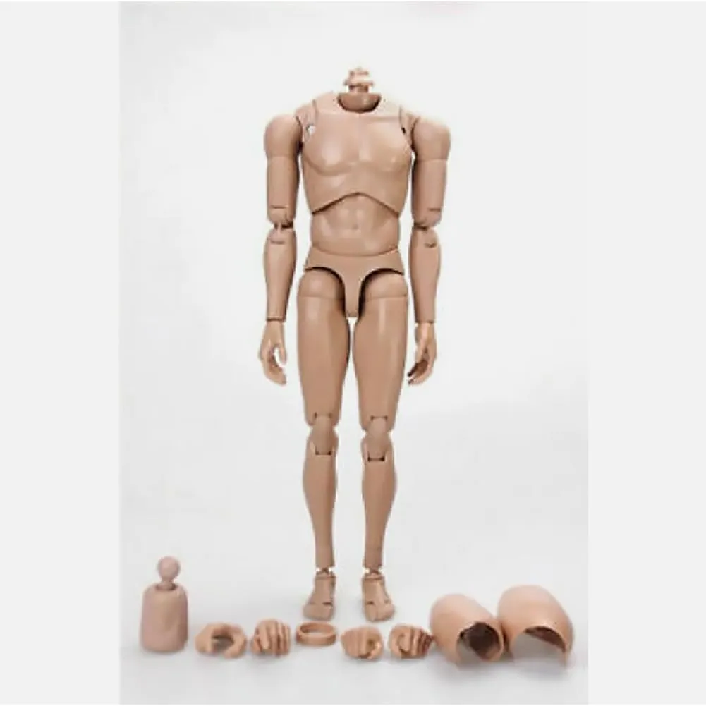 1:6 Scale Muscle Male Action Figure Asian Skin 12 Inch Flexible Male Figure Body Doll Miniature Figure Without Head Sculpt