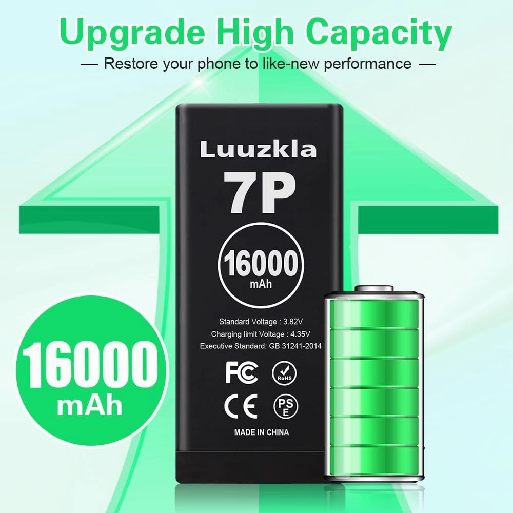 16000mAh (2025 New Upgrade) Battery Compatible with iPhone 7 PLUS, Super Capacity Battery Replacement Compatible with iPhone 7 PLUS, with Full Tool Kits-0 Cycle High Capacity-24 Months Service