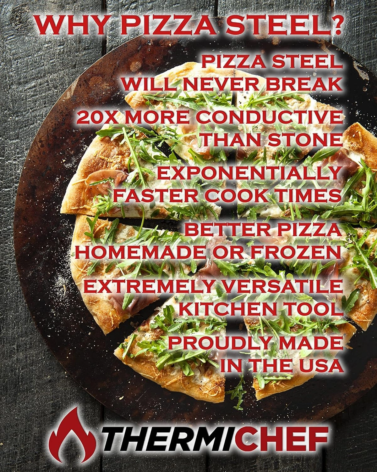 16" by 16" Pizza Steel (3/8" Deluxe Thickness) - Multipurpose Cooking Steel for Ovens & Grills - Made in the USA