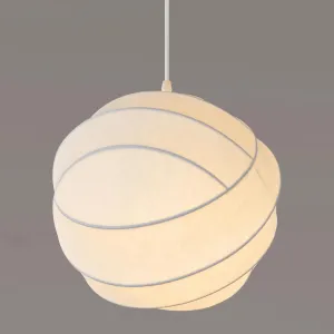 17.7 Inch White Pendant Light for Dining Room, Silk Globe Pendant Light, Modern Pendant Light Fixtures for Bedroom Kitchen Island Living Room Dining Room Hallway Restuarant