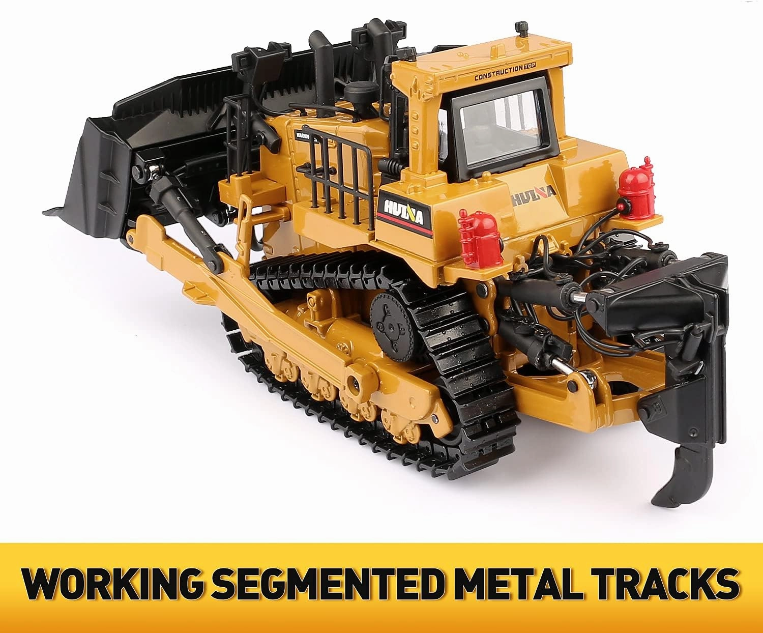 1/50 Scale Diecast Metal Dozer Toy, Metal Bulldozer Front Loader Toy Truck for Boys Kids (Dozer)