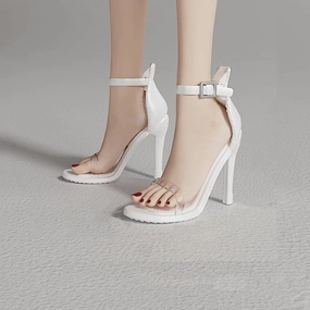1/6 Scale Figure Shoes High Heel Sandales for 12 inch Female Action Figure Toy, Doll Miniatures Accessories Doll(White)
