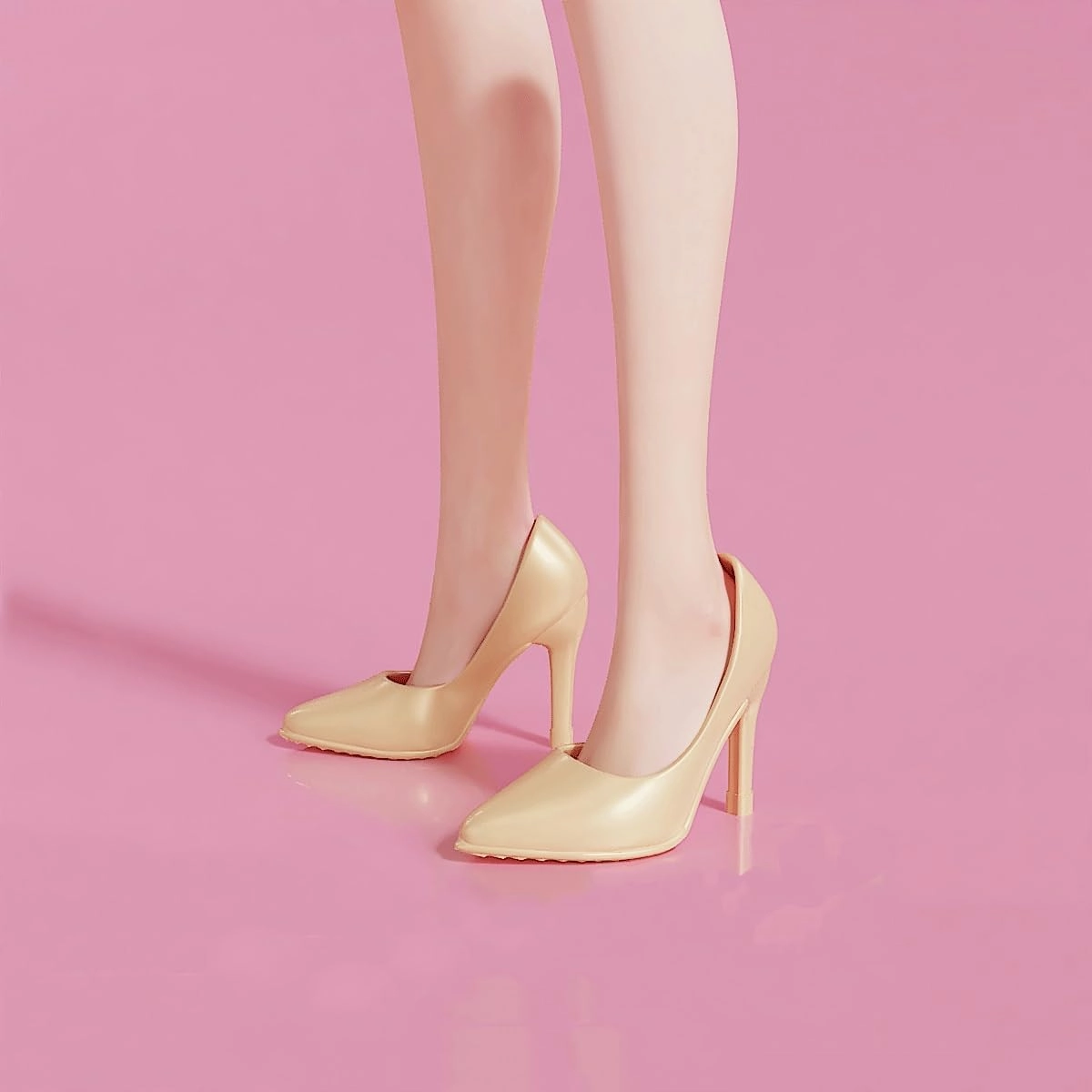 1/6 Scale Figure Shoes High Heel Suit Shoes for 12 inch Female Action Figure Toy, Doll Miniatures Accessories Doll(Beige)