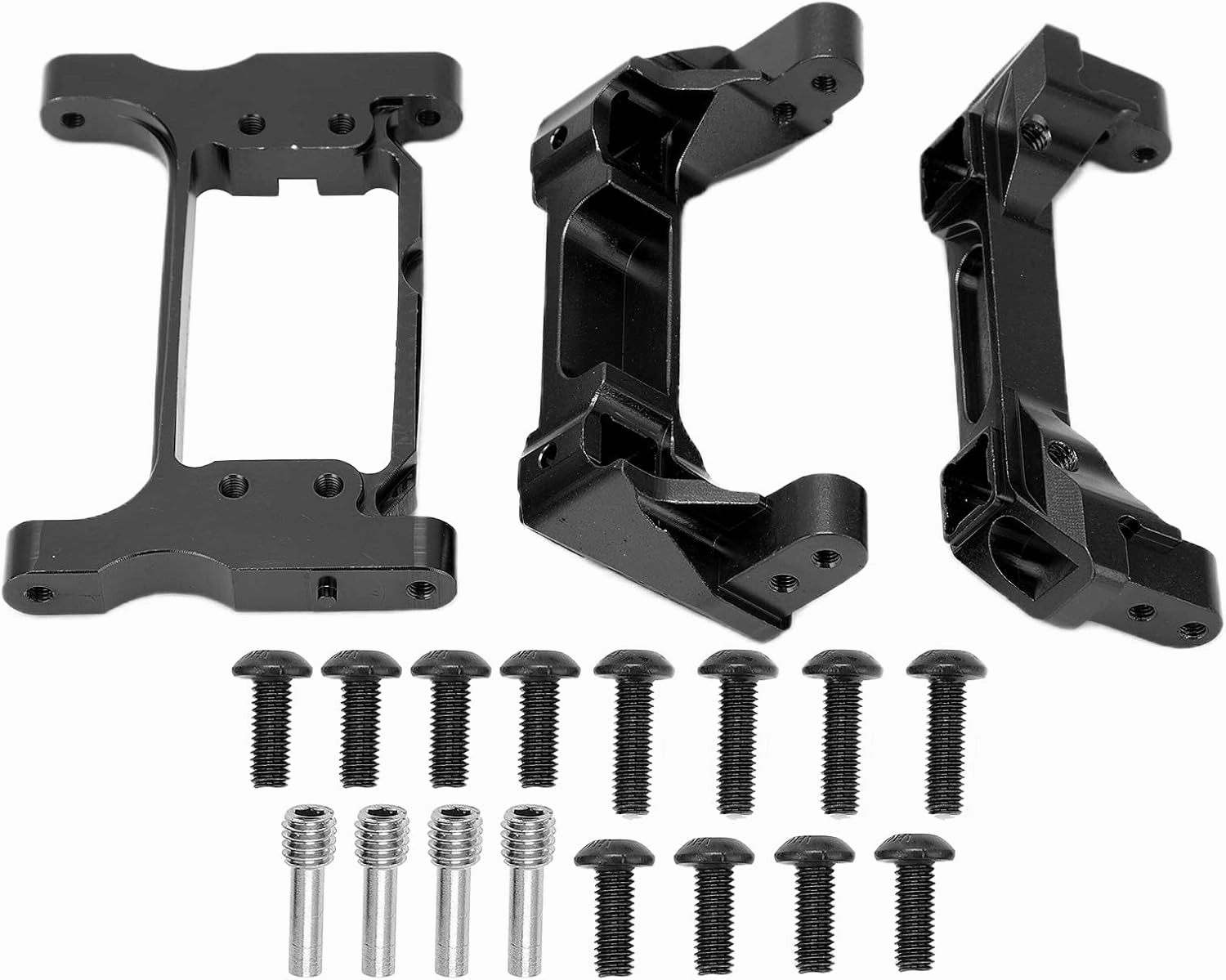 1 Pc RC Bumper, Metal Front and Rear Bumper Combo, Set Metal Front and Rear Bumpers Aluminum Alloy for Traxxas for 4 RC Crawler Car with Servo Bracket (Black)