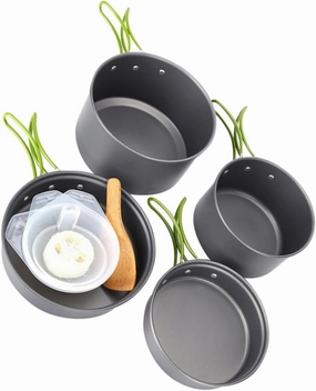 1 Set Portable Camping Cooking Equipment Stockpot Fryer Set for Outdoor Use Lightweight Cookware for Backpacking Hiking and Picnic Activities