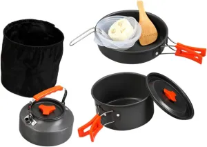 1Set Person Outdoor Portable Camping Cookware Kettle Cooking Pot for Picnics Hiking and Barbecues Lightweight Durable Gear for Outdoor