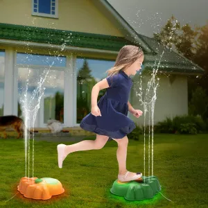 2-in-1 Kids Water Sprinkler & Balance Stepping Stone – 2025 New Upgrade Glowing Octopus Garden Toy with LED Lights, Detachable Spray Nozzle, Anti-Slip, Stackable & Storage Bag(Orange & Green)