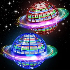 2 Pack Flying Orb Ball, Upgraded Boomerang Ball Galactic Fidget Spinner, Hover Cool Toy for 6 7 8 9 10 11 12  Years Old Boy Girls(Blue & Red)